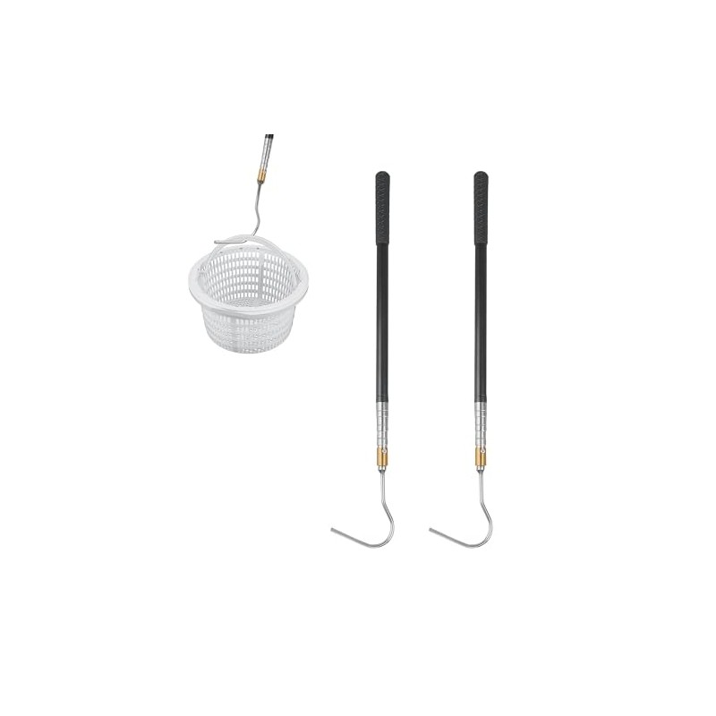buccilly Pool Skimmer Basket Hook Extendable Pool Filter Skimmer Handle