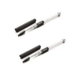 2 cepillos de pestañas para cejas, pestañas postizas, aplicadores, cepillos de ojos, cepillos cosméticos portátiles con tapa para viajes, Negro