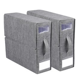 Bed Sheet Set Organizer, 2 Pack Bed Sheet Organizer, Foldable Organizer Sheet organizer, King or Queen Size Sheet Storage Organizer, Folding Organizing Cubes for Sheets Bedding Clothes, Grey