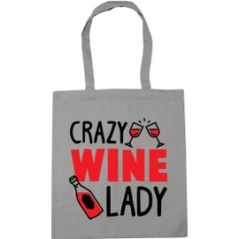 Hippowarehouse Crazy Wine Lady Tote Shopping Gym Beach Bag 42cm x38cm, 10 litres