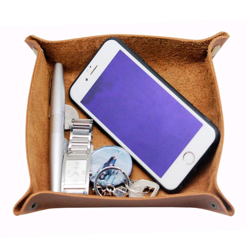 boshiho Valet Tray for Men, Leather Jewelry Catchall Key Phone
