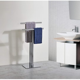 Kings Brand Furniture - 2 Tier Freestanding Towel Rack, Bathroom Standing Towel Racks, Hand Towel Holder - Towels Stand, Chrome