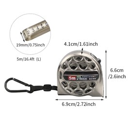 High Grade Tape Measure, 5M Metal Hollow Tape Measure, Auto Lock Stainless Steel Flexible Tape Measure Waterproof Anti-Fall for Industry Home Collection(Silver)