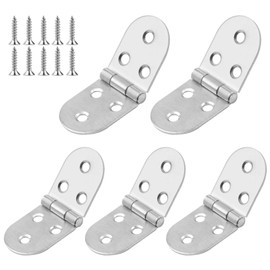 5 Pcs Folding Flip Top Hinges, Stainless Steel Small Hinges for Wood, Metal 180 Degree Backflap Hinge with Round Edge, Counter Flap Hinge for Furniture Kitchen Cupboard Cabinet Drawer Table