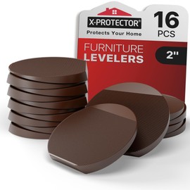 X-Protector Furniture Levelers - 16 PCS 2" - Brown Rubber Shims for Leveling - Multi-Purpose Leveling Feet to Prevent Furniture from Wobbling - Good for All Kinds of Furnishings!