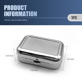 Portable Ashtrays, Portable Metal Windproof Waterproof Mini Ashtray, with Lid Stainless Steel Car Ash Tray, Universal Car Accessories (Silver #01)