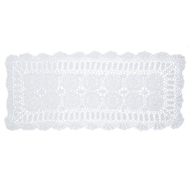 kilofly Handmade Crochet Lace Rectangular Table Runner 15 x 36 Inch, White