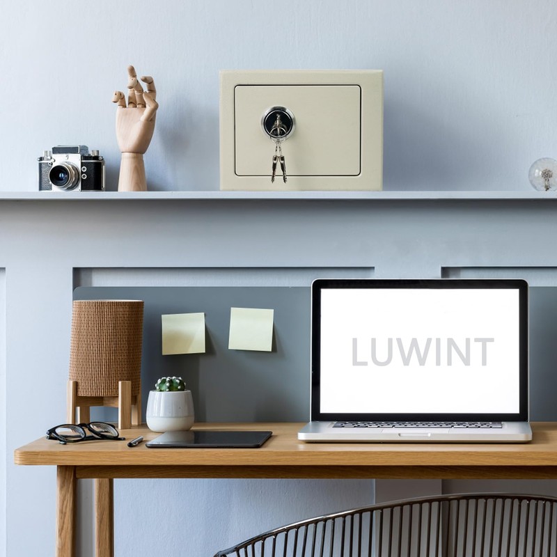 Luwint Small Steel Safe Box with Key Lock, 0.3 Cu
