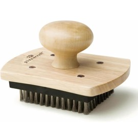 Pizza Stone Brush 4" x 5" Hardwood Handled Pizza Stone Scrubber Brush with Stainless Steel Bristles