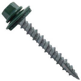 Metal ROOFING SCREWS: (250) 10 x 1-1/2" Forest/Ivy Green Hex Head Sheet Metal Roof Screw. Self starting metal to wood siding screws. EPDM washer. Colored head