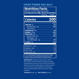 Crisp Power High Protein Pretzels, Sea Salt, High Protein Snack, 28G Protein, Low Carb, Crunchy, No Added Sugar, Keto-Friendly Snack, 1.75 oz Bags, 24 Pack, Vegan, Plant-Based, Keto