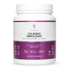 Vitasei Colágeno Hidrolizado en Polvo con Péptidos y Resveratrol, Coco | 5 Tipos de Colágeno, 16oz, 30 Porciones, Con Vitamina C, Ácido Hialurónico y Biotina, Mujer y Hombre a Diario