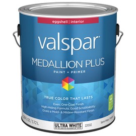 Valspar 22002 Ultra White Base Medallion Plus Interior Paint & Primer, Eggshell, 1 Gallon