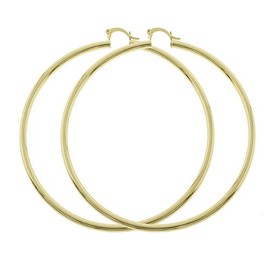 Women's Trendy Extra Large 80mm Extra Extra Large 100mm Real 14k Gold Layered Round BIG Hoop Yellow Gold Tone Earrings Click Top (XXL 100mm)