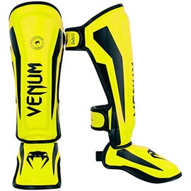 Venum Kids Elite Shinguards, Neo Yellow, Large (9-11 Years)
