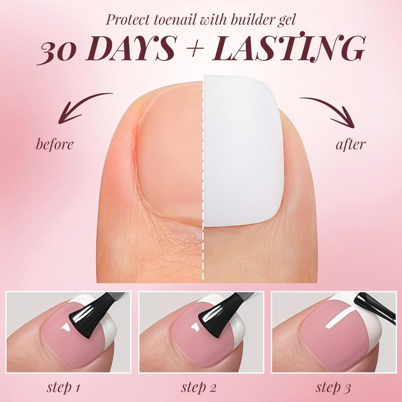 Mrltau 24 Pieces High Gloss White Press On Toenails, Short