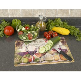 Chop Chop Designer Printed Flexible Cutting Board Mat, Made in the USA of BPA Free Food Grade Plastic, Wine Country by Susan Winget,15” x 11.5”