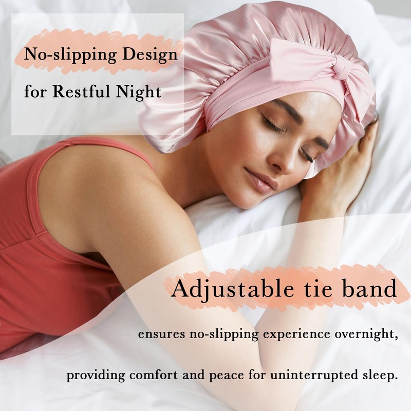 Chloven Mulberry Silk Bonnet for Sleeping Women - Larger Double