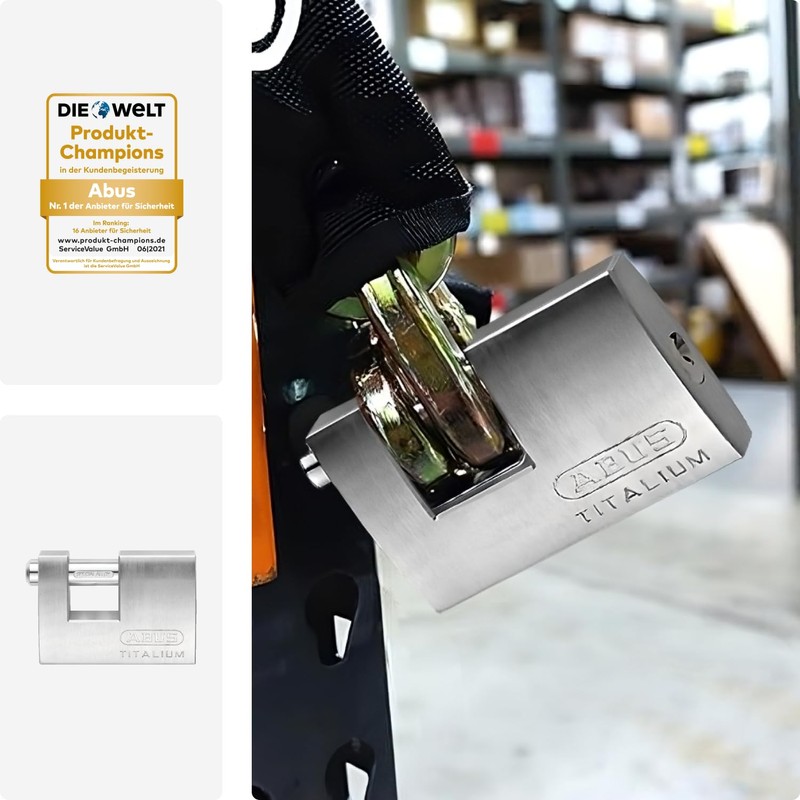 ABUS Titalium padlock 82TI/70 - Monoblock padlock for roller grilles,