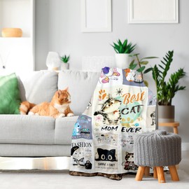 Cat Lover Gifts for Women, Cat Mom Gifts for Women, Cat Lady Gifts, Cat Throw Blanket for Adults Girls, Cool Cat Decor Gifts for Cat Lovers, Cat Presents for Cat Lovers Themed Gifts Blanket 60"x50"