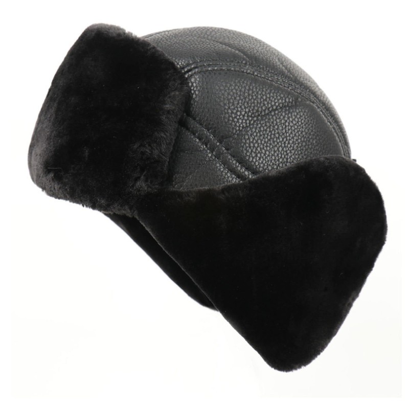GFM® Mens Ushanka Faux Leather Russian Winter Trapper Bomber Hat
