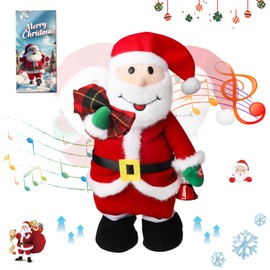 Jumping Wiggling Features Sound Movement Santa Claus Wearing Traditional Xmas Attire Plays Rock Version of Santa Claus is Coming to Town Christmas Plush Interactive Toy with Box Xmas Decoration 15”