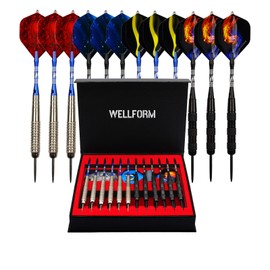 Juego de puntas de metal para dardos, paquete de 12 unidades de 22 gramos con barril de hierro antideslizante, juego de puntas de acero para dardos profesional, con 12 ejes de dardos de aluminio