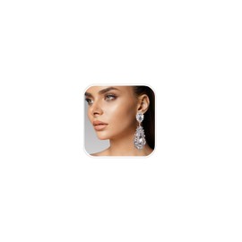 XSBODY Big Silver Chandelier Earrings for Women Dangling Bling Large Rhinestone Earrings Formal Jewelry (Silver)