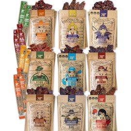 Righteous Felon Beef Jerky and Meat Sticks Variety Pack, High Protein, Low Carb, Low Sugar, Gluten Free, Healthy Snacks for Adults and Kids, Made with Premium Meats, Gifts for Men (Noah's Ark 26 Pack)