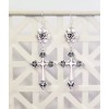 Handmade Rose Cross Earrings, Large Cross Earrings, Sterling Silver Cross