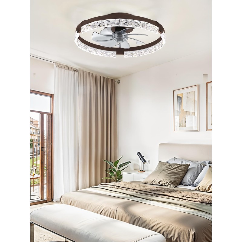 LEDIARY 20 Inch Low Profile Ceiling Fans with Lights and