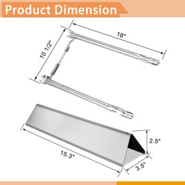 Zemibi 7635 Flavorizer Bar, 7637 Grill Grates and 69785 Grill Burner Tube Replacement for Weber Spirit 2 Parts GS4 Spirit I & II 200 Series with Front Control Panels, Spirit E210, S210, E220, S-220