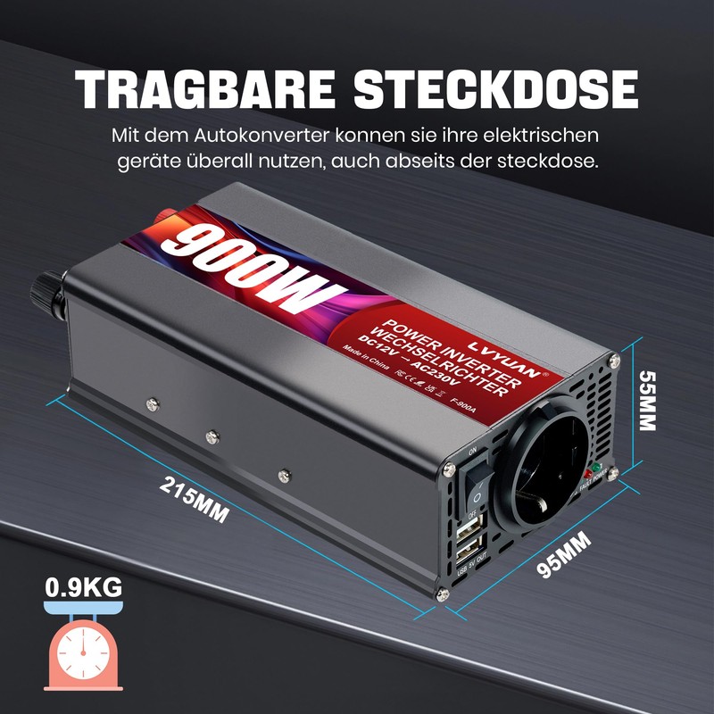 LVYUAN 900 W Inverter DC 12 V to 230 V