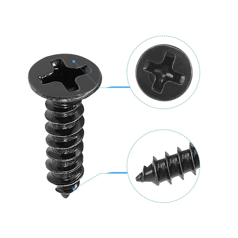uxcell M3.5 x 12mm Wood Screws Phillips Flat Head Carbon