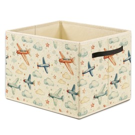 OTOUO Airplane Storage Bin, Toy Book Clothes Organizer, Cartoon Nursery Laundry Basket for Baby Boys Girls Room Decor