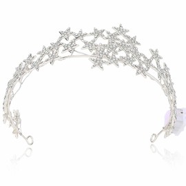 Brishow Light Up Rhinestone Star Tiaras and Crowns, Sparkly Bridal Wedding Headband, Crystal Prom Costume Headpiece for Women (Silver)