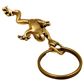 DAZUMA Keychain, Frog, Feng Shui, Good Luck, Pendant, Brass, Antique, Money, Charm, Gutz, Pendant, Strap, Gamma (Eco Packaging)