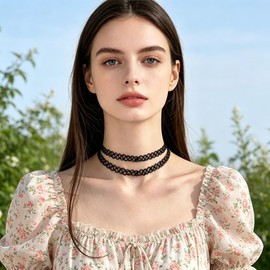 VIRAVENTO Tattoo Choker Necklaces for Women Gothic Rainbow Fishing Line Collar Necklace 90s Trendy Y2K Adjustable Stretchy Elastic Necklace Jewelry