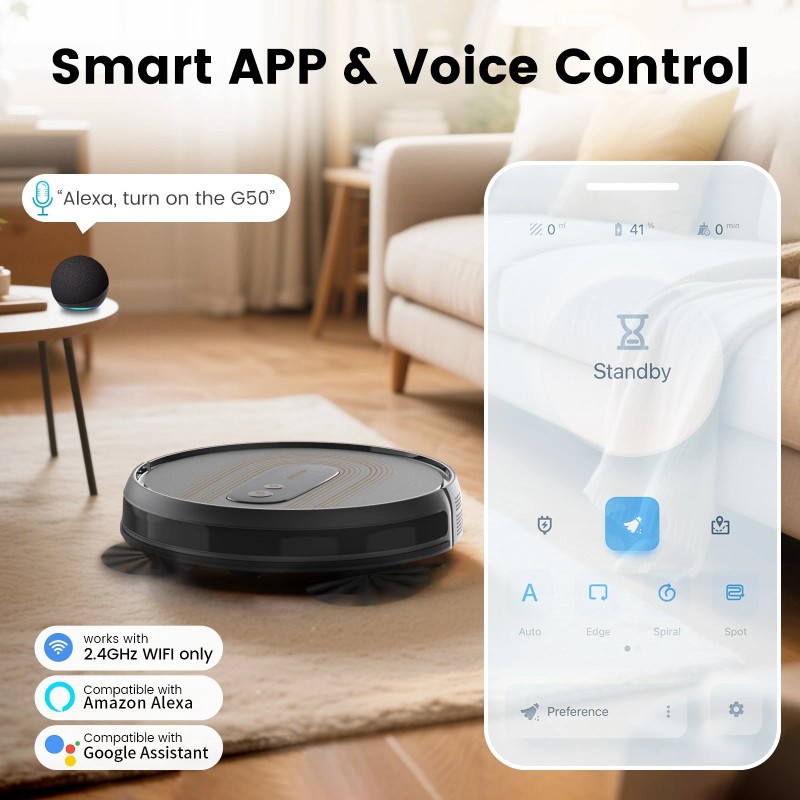 AIRROBO Robotic Robot Vacuum Cleaner 2800Pa Self-Charging Smart Mapping