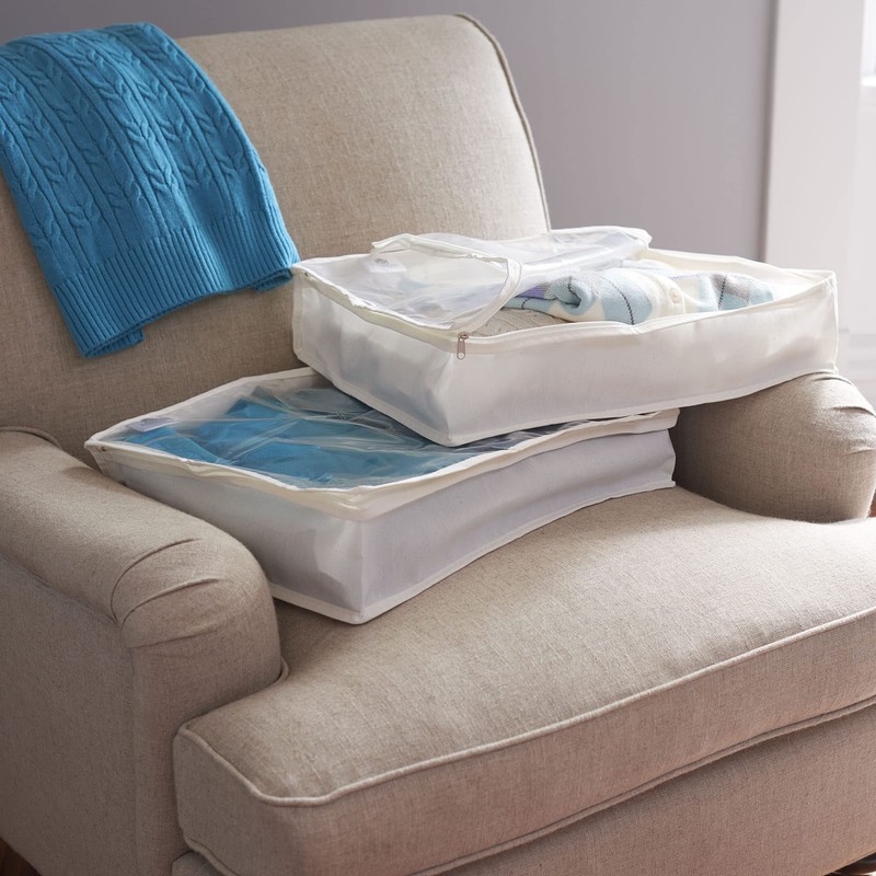 Household Essentials Lightweight Canvas Sweater Bag 2 Pack, Durable Canvas