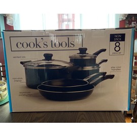 Cooks Tools Cook Tools 8 Piece Nonstick Cookware Set Black Brand New Free Priority Shipping