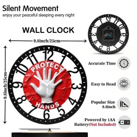 25cm Retro Iron Round Clock for Living Room Bedroom Office Decorsheet size: 10 inch, color: Black