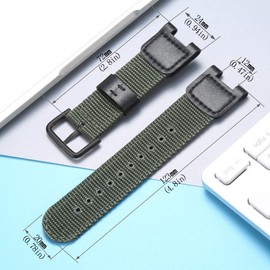 MCXGL Cloth/Leather Strap Replacement for Casio PAS-400B GW-3000B GW-3500B SGW-100 Twin Sensor Men's Sport Watch Accessories Nylon Band Army