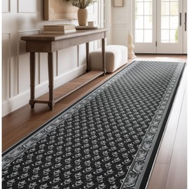 Well Woven Custom Size Hallway & Stair Runner - Apollo Windsor Midnight Ash 27 Inches Wide x 2 Feet Long (27" x 2' Runner) Rug – Non-Slip, Stain-Resistant, Machine Washable