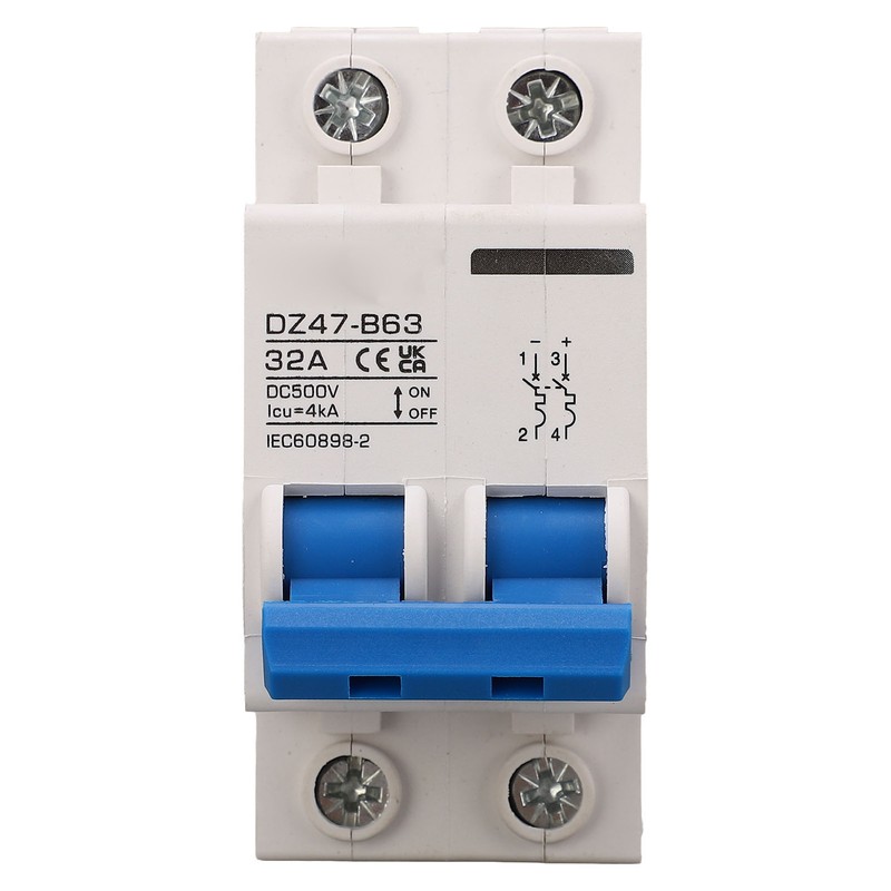 2P Type B Circuit Breaker 4000A Breaking Capacity Solar PV