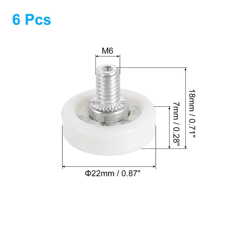 sourcing map 6 Pack Drawer Rollers, 22mm Plastic Drawer Pulley