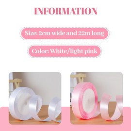 EIYVPRA 2 Ribbons 22 m x 2 cm Satin Ribbon Pink Bow Ribbon Wedding Gift Ribbon Pink Ribbon for Gift Wrapping Bridal Bouquet Crafts Birthday Wedding Decoration