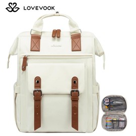 LOVEVOOK Outdoorfun Laptop Backpack with USB Port and Small Bag for Women - Spring Glow Up Stylish Work Bag for Teacher, Nurse, Travel:_Beige_15.6" - 13"L x 5"W x 17"H