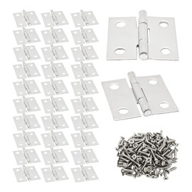 AUXBC 32PCS 1-Inch Stainless Steel Folding Butt Hinges, Mini Hinges Door Hinges for Cabinets, Jewelry Boxes, Furniture, Window Case Lid, Wooden Box Chest