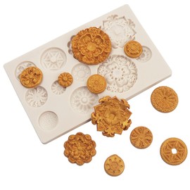 Baroque Gemstone Fondant Molds, Embossed Cupcake Decorating Molds, Jewelry Candy Silicone Molds for Wedding Dessert Setting, Sugar Craft, Cookies, Gum, Flower Paste, Marzipan, Polymer Clay, Epoxy